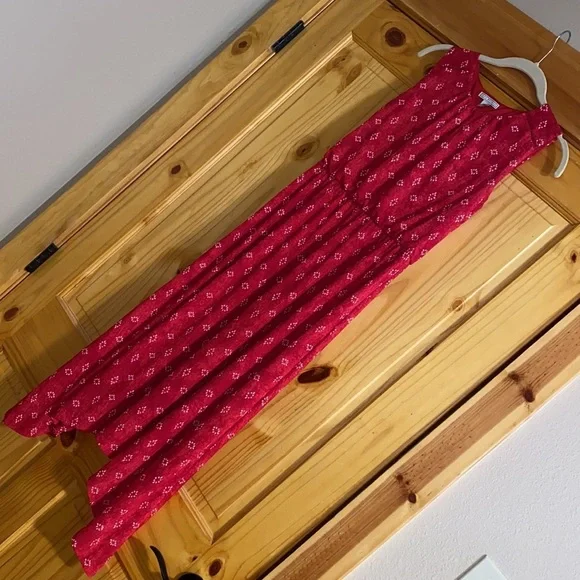 Dana Buchman Sleeveless Sharkbite Dress Red Geo long petite medium flowy women​ - Picture 4 of 16